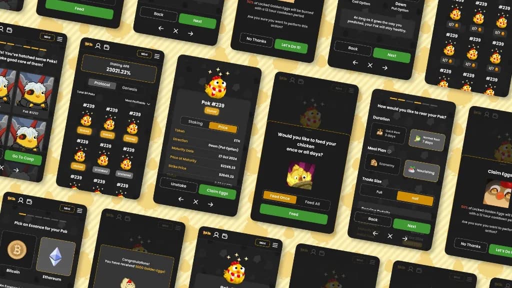 Lite Mode on mobile - minting, feeding, staking and claiming golden eggs from a phone-sized flow without the full game art